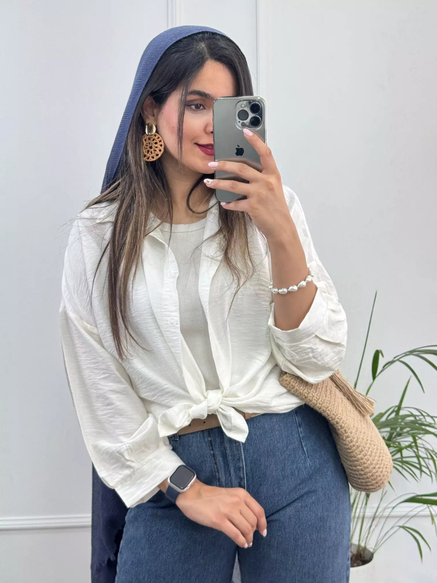 مانتو شومیزی باکسی سفید